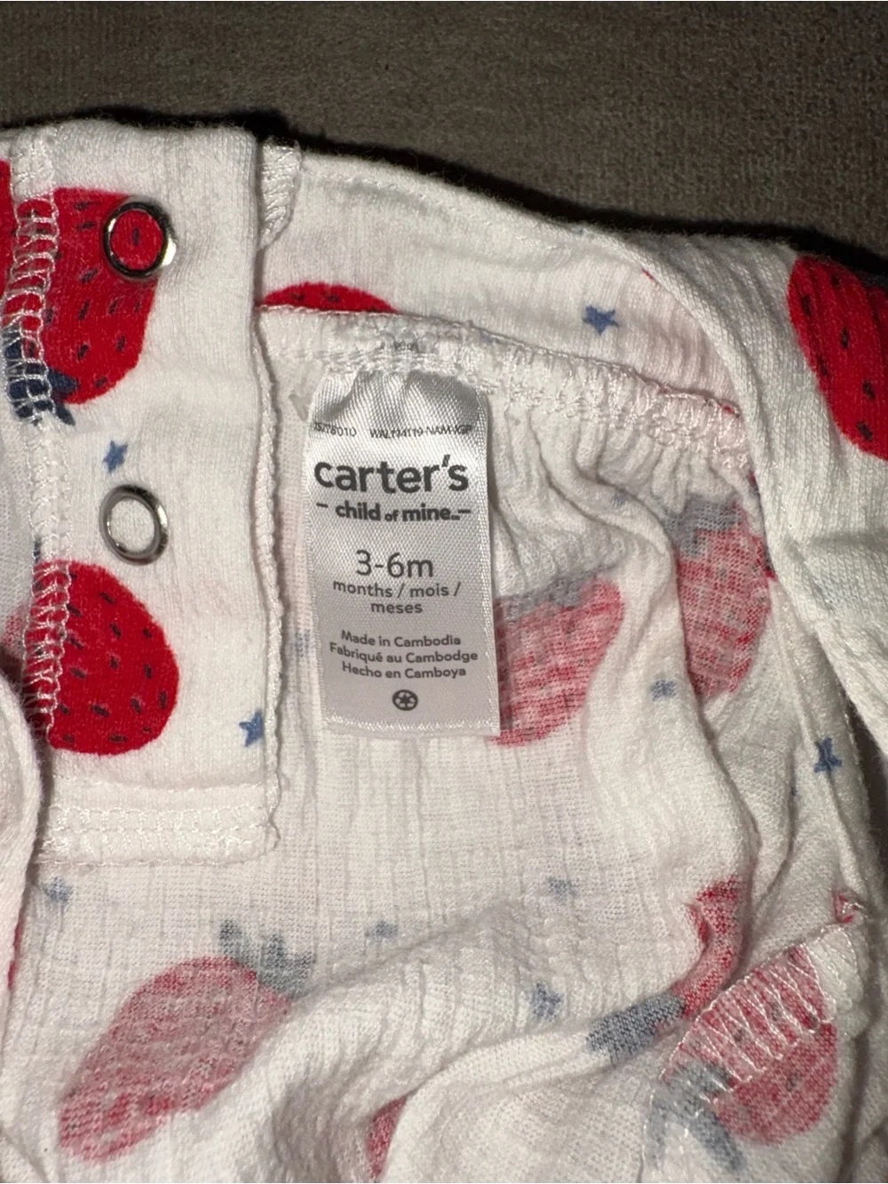 Carter's White Strawberry Print Sleeveless Top & Bloomers